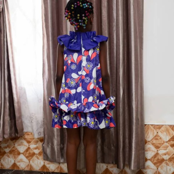 Dress Dash, African print with gathering at neck and base mini dress for girls - Image 2